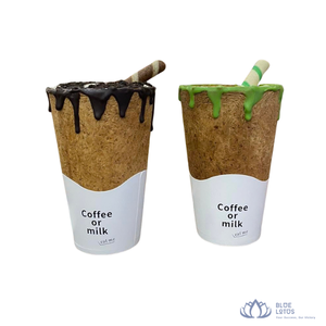 [VENTE CHAUDE] Coupelles à café comestibles en gaufrette, écologiques, non toxiques, jetables, pour céréales, boissons, desserts, bleues - Product Image 1