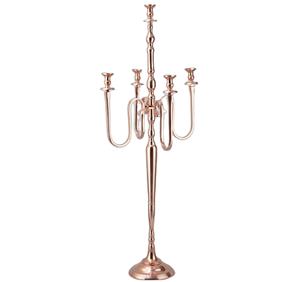 Newest Design 5 Arm Aluminum Candelabra <b>Rose</b> <b>Gold</b> Finished for Home & Wedding <b>Christmas</b> <b>Decorations</b> Floor Candelabra - Product Image 1