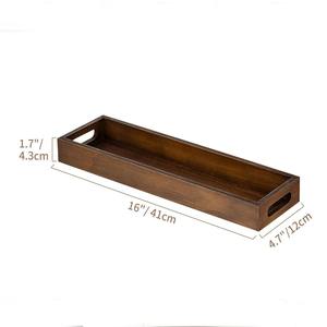 Bandeja Decorativa Rectangular Larga y Estrecha de MDF Hecha a Mano, Centro de Mesa Rústico con Asas Recortadas, Portavelas para Decoración del Hogar - Product Image 5