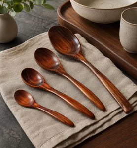 Ensemble de cuillères en bois, 4 tailles de cuillères à café, cuillères à mélanger en bois pour le café - Product Image 2
