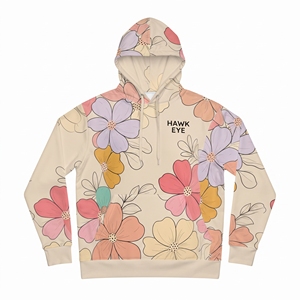 Sweat-shirt à capuche pour femme, imprimé par sublimation florale, coton et polyester, respirant, manches longues, pull-over pour un usage décontracté en hiver - Product Image 3