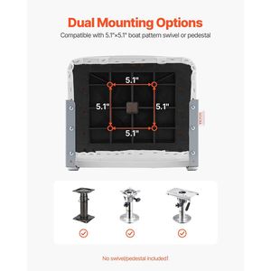 Sedile per Barca da Pesca in Lega di Alluminio con Schienale Basso, Cuscino in Spugna Ispessita, Pelle PVC Impermeabile, Sedia da Pesca Pieghevole - Product Image 6