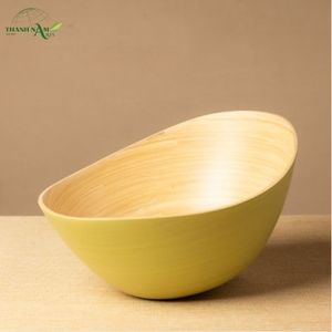 Handcrafted Minimalist Spun Bamboo Bowl Eco-Friendly Lightweight Serving Bowl for Food Serving & <b>Home</b> Use - Product Image 3