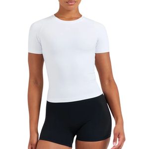 Custom Wholesale Women Slim Fit Activewear T Shirt Short Sleeve Crew Neck <b>Stretch</b> Yoga Gym Fitness Running Top Casual Sports Tee - Product Image 1