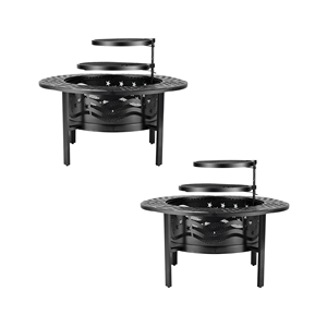 Barbecue au charbon de bois pour cuisine extérieure avec foyer et grille ronde double couche, idéal pour la cuisson en jardin FP006 - Product Image 2