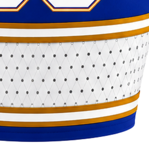 Haut court de cheerleading sans manches pour femme, bleu roi et or blanc, col en V, pour performance athlétique, uniforme d'équipe de cheerleading, compétition - Product Image 6