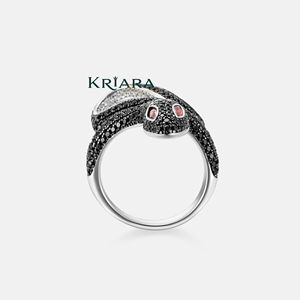 Anillo de Serpiente para Mujer, Plata, Diamante Cultivado en Laboratorio, Corte Brillante Redondo, Ojo Rojo, Joyería de Lujo para Uso Diario - Product Image 4
