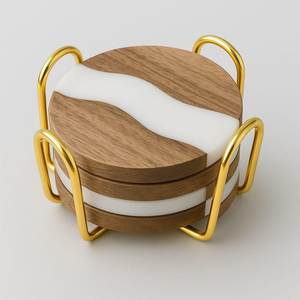 Posavasos de madera y resina de alta calidad con acabado decorativo en epoxi para uso doméstico y comercial - Product Image 6