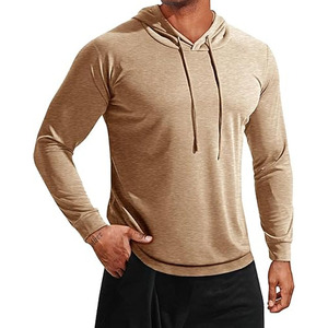 Sudadera con Capucha para Hombre, Manga Larga, Color Sólido, Corte Ajustado, Transpirable, Tejida, Estilo Casual Otoñal - Product Image 6
