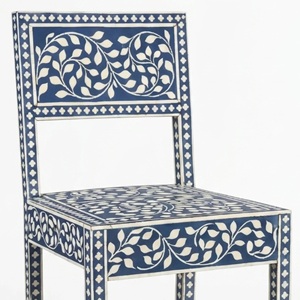 Chaise de salle à manger personnalisée en os incrusté bleu et blanc, mobilier haut de gamme fait main, fabricant OEM ODM - Product Image 3