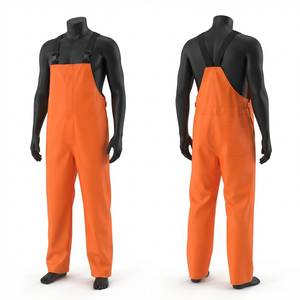 Heavy Duty 280 GSM Work Bib Pant Polyester <b>Fabric</b> Neon Yellow Hi-Vis Reflective <b>Tape</b> Black Lower Panels Custom Logo CE Certified - Product Image 1