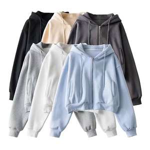 Sweat-shirts à capuche zippés pour femmes, à manches longues, super doux, en polaire épaisse, faible MOQ - Product Image 1