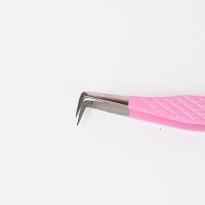 Black Silver Grip Eyelash Tweezers <b>Pink</b> <b>Box</b> Packing Isolation Private Label Fiber Tip Volume Lash Tweezers for sale - Product Image 2