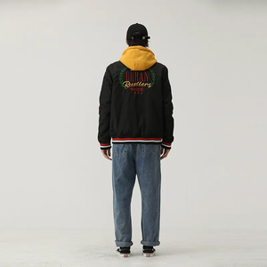 Wholesale Casual Outerwear Detachable Hooded Snap Button Varsity <b>Jackets</b> Custom Patch Embroidery High School Letterman <b>Jacket</b> - Product Image 3