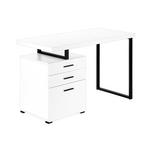 Scrivania Contemporanea da 48 Pollici per Ufficio Domestico con Cassetti di Stoccaggio Sinistro e Destro, Laminato Bianco, Struttura in Metallo Nero - Product Image 2