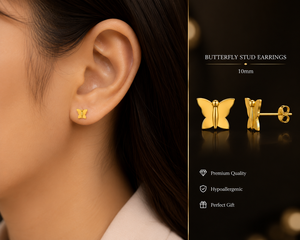Pendientes de Mariposa en Plata de Ley 925 con Baño de Oro de 18K, Diseño Minimalista y Delicado Hecho a Mano para Ella - Regalo para Mamá - Product Image 4
