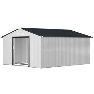 Casetta da Giardino in Metallo Bianco con Porte a Doppio Blocco, Facile Montaggio, per Riporre Bici, Attrezzi da Giardino e Mobili - Product Image 1