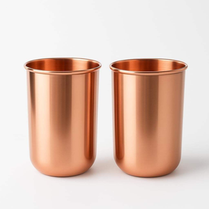 Meilleures ventes : Tasses et gobelets modernes réutilisables et écologiques en cuivre pur à 100 %, finition argent miroir, 16 oz, en provenance d'Inde - Product Image 1