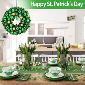 Ghirlanda per Porta da 12 Pollici per San Patrizio, Ghirlanda con Trifogli e Palline Decorative per Porta d'Ingresso, Piante Artificiali e Fogliame Verde - Product Image 5