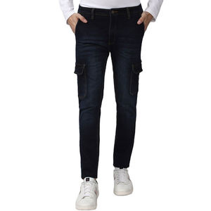 Naimat Abbas Industries - Jeans Cargo de Mezclilla Índigo Oscuro para Hombre, Corte Slim Fit, Casuales, de Algodón Elástico, Impermeables, Resistentes al Viento, Lavado a la Piedra - Product Image 1