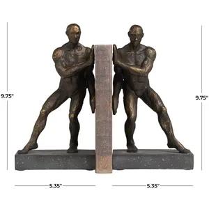 Aluminum Vertical Silver Plated Figurative Sculpture Bookends Set of 2 Contemporary Artistic Tabletop <b>Decor</b> for Living Room - Product Image 2