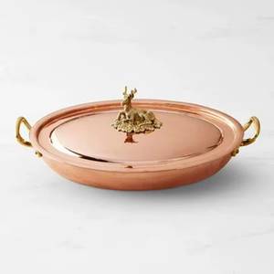 Casserole de luxe en acier inoxydable antiadhésive, chauffe-plat, avec poignée à bouton argenté, diamètre 33 cm, compatible lave-vaisselle, pour hôtels - Product Image 4