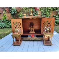 Durable Artistique En Bois Cuivre Temple Peint À La Main Hindu Mandir Dôme De Stockage pour La Décoration Intérieure Pièce De Dévotion Diwali Anniversaire