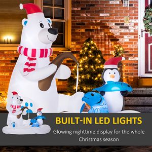 Decorazioni Natalizie Gonfiabili da Esterno da 1,8 m: Orso Polare, Pinguino, Cappello di Babbo Natale, Tavola da Pesca con LED - Addobbi Natalizi da Giardino - Product Image 4