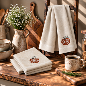 High Quality Custom Pumpkin Embroidered <b>Tea</b> <b>Towel</b> Eco-Friendly Quick-Dry Kitchen <b>Tea</b> <b>Towels</b> Wholesale From India. - Product Image 6