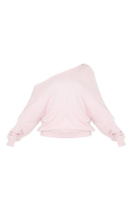 เสื้อสเวตเตอร์ถักไหมพรมสีชมพูอ่อนทรงโอเวอร์ไซส์สำหรับผู้หญิง แขนยาวแบบดรอปโชว์เดอร์ ดีไซน์ด้านหลังแบบอสมมาตร เหมาะสำหรับใส่ในฤดูใบไม้ผลิ - Product Image 5