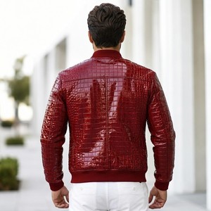 Blouson Bomber Homme en Cuir Véritable Personnalisé LEATHER SPOT 100% Authentique avec Motif à Carreaux et Fermeture Éclair – Idéal pour l'Été Décontracté - Product Image 6