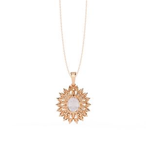 Classic 14K <b>Solid</b> <b>Gold</b> IGI Certified Oval Cut 2 CT and Round Lab Diamond Solitaire <b>Pendant</b> Necklace for Women Party Gift - Product Image 5