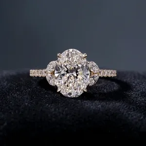 Bague en diamant ovale de 2,5 carats cultivé en laboratoire, certifiée IGI, en or 14 carats, bague de fiançailles pour femmes, bijoux en diamant de laboratoire certifiés IGI - Product Image 1