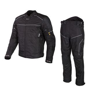 MARJAN IMPEX Veste et pantalon de moto en textile respirant toutes saisons % polyester à manches longues pour homme et femme avec protection CE - Product Image 1