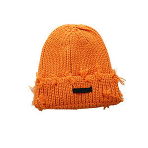<b>Winter</b> beanie jacquard distressed knitted hat soft stretch fabric <b>cap</b> textured pattern casual streetwear unisex style daily wear - Product Image 1
