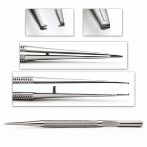 Pinzas Microquirúrgicas Rectas 1x2 Dientes Mango Redondo Longitud Total 7in 18cm ZETOMEDPRO - Product Image 1