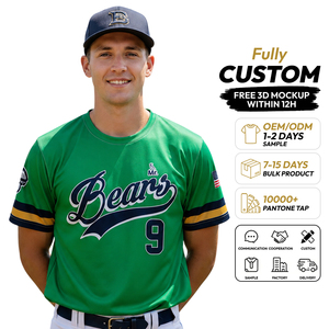 Maillot de baseball personnalisé à col rond unisexe pour équipe, 100 % polyester, imprimé par sublimation, logo frontal, manches courtes, antibactérien - Product Image 1