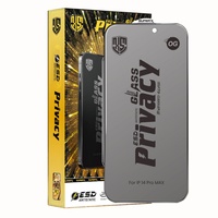 OG ESD Full Glue Anti Peep Anti-statique Privé Verre Trempé Mobile Protecteur D'écran de Confidentialité pour iPhone 13 14 15 16 Pro Max