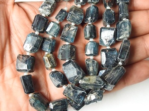 Perles de pierre naturelle en kyanite bleue facettée, forme de nugget, brin de 8 pouces, 10-15 mm environ, certifiées par un tiers pour la bijouterie - Product Image 3