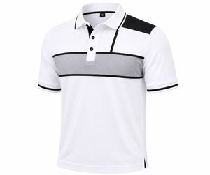 Polo de Manga Corta para Hombre, Diseño a Rayas, Color Block, Tejido de Secado Rápido, Verde, Blanco y Negro - Product Image 4