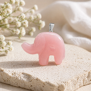 Blue Agate Carved Elephant Charm Handmade Silver Plated Animal Charm figurine Lucky Elephant Jewelry Gift For Her - Product Image 4