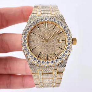 Montre à quartz de luxe pour homme avec sertissage de diamants en moissanite de qualité supérieure, montre classique de classe affaires - Product Image 3
