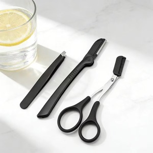 Juego de 3 piezas de kit de cejas para mujeres y hombres, juego de aseo de cejas de acero inoxidable que incluye peine y tijeras para el aseo de cejas - Product Image 5