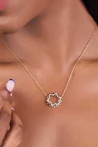 Collier pendentif Chakra Couronne de Diamants en Or Massif 14K 18K, serti pavé, diamant de laboratoire rond, 17 pouces, solitaire, pour usage quotidien, bijoux modernes - Product Image 2