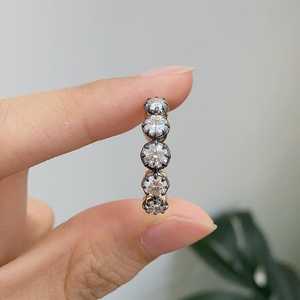 Five Stone Round Cut Moissanite Halo Ring original 925 Silver <b>Black</b> Rhodium for Women's Anniversary Gift For Partners - Product Image 4
