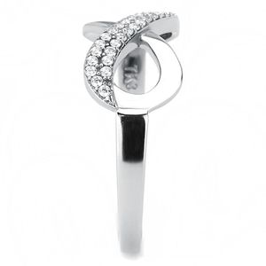 DA054 High Polished Stainless Steel <b>Ring</b> with AAA Grade Clear CZ Dishes & <b>Plates</b> - Product Image 4