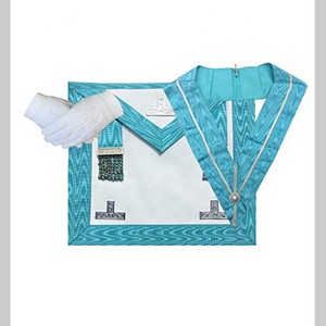 Tablier maçonnique personnalisé hautement brodé avec décoration perlée, attache par épingle de sûreté, en tissu bleu, style classique, pour usage vestimentaire - Product Image 1