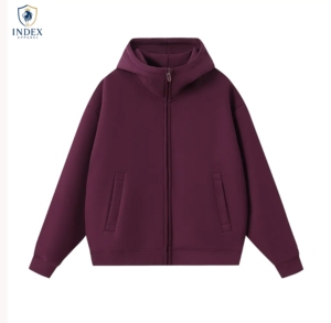 Sudadera con Capucha y Cremallera Unisex INDEX APPAREL, Color Morado Sólido, Estilo Casual, Tejido de Punto, Corte Holgado, Ropa de Otoño - Product Image 1