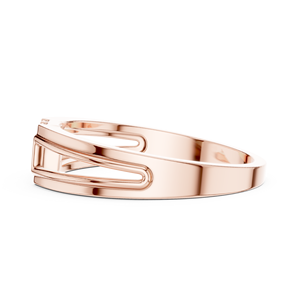 Rose Gold Geometric Men's <b>Ring</b> with Lab Grown Diamond Accents | Modern Open Band Wedding Anniversary Jewelry Gift - Product Image 4
