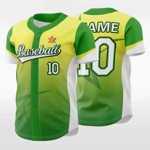 เสื้อเบสบอลสีเขียวเหลือง SPARKWILL พิมพ์ลายแบบ Sublimated ระบายเหงื่อได้ดี สำหรับผู้ใหญ่ แขนสั้น ติดกระดุมด้านหน้า เสื้อทีม - Product Image 2